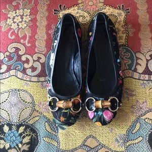 Gucci floral horsebit flats